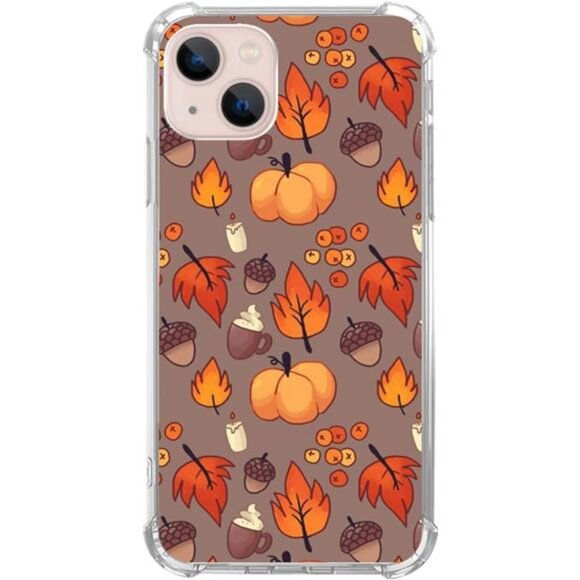 Fall‎ Leaves Pumpkin Acorns Case Compatible with iPhone 15, Aesthetic Autumn - Picture 1 of 5